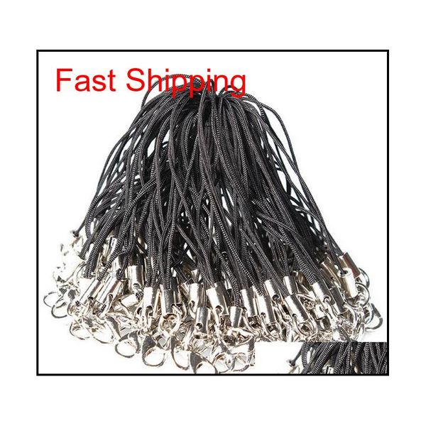 

200 pcs/lot polyester lanyard lariat cords lobster clasp rope keychains hooks mobile phone strap charms keyring b qylqog nana_shop, Slivery;golden