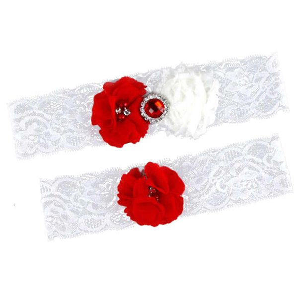 

vintage wedding garter stretchy lace garters belts with red rhinestone silk rose flowers for bride bridesmaid special occasions, Black;white