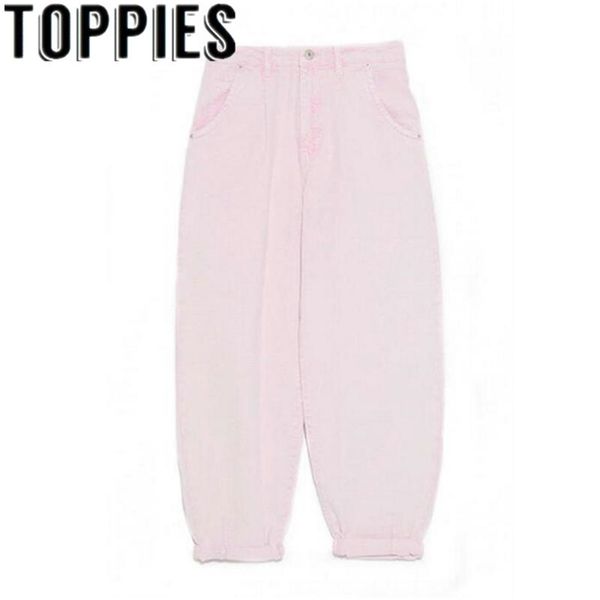 

pink jeans high waist denim harem pants boyfriend jeans for woman loose trousers vaqueros mujer 201225, Blue