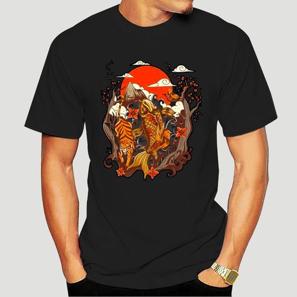 

mount fuji sunset landscape tiger koi fish carp birds flower printed on black japanese fashion 0741d sport hooded sweatshirt hoodie t shirt