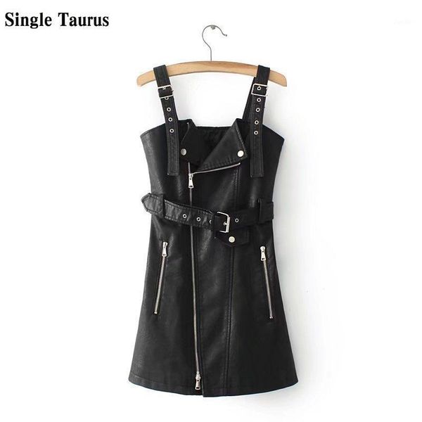 

fashion woman pu dress 2020 summer streetwear leather mini dresses strapless sheath dress with sashes black vestidos verano1, Black;gray