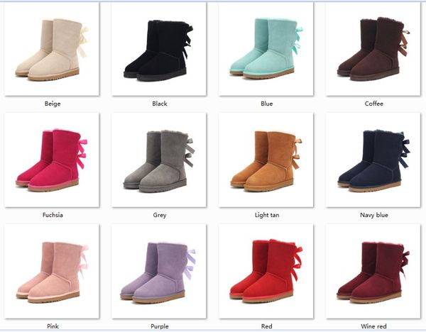 

2021 new arrivals designer snow boots women boots short classic knee tall winter boots bow ankle bowtie anti-skidding booties shoes 34-43, Black