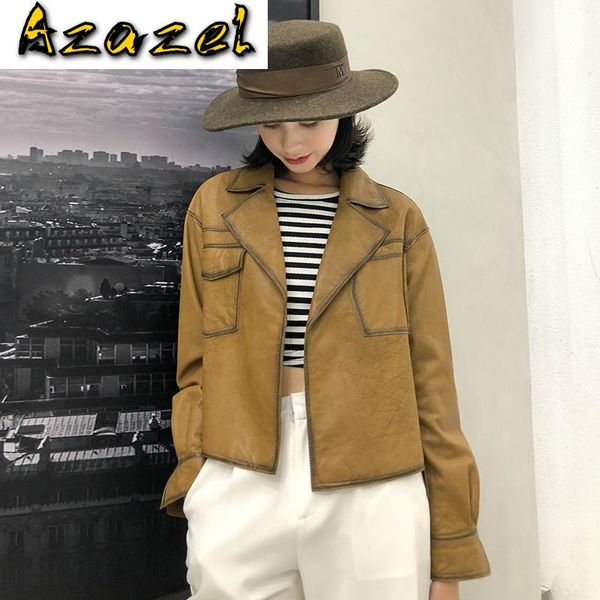 

2020 autumn winter women sheepskin 100% real genuine leather jacket streetwear korean moto coat 7991 wpy442, Black