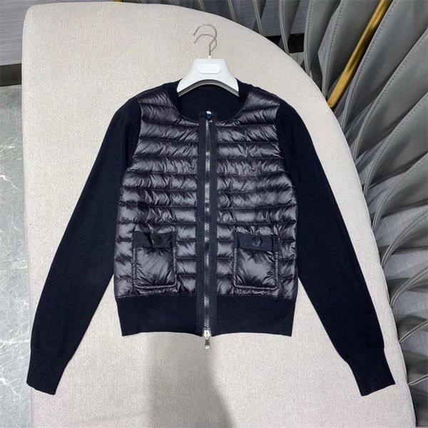 

2021 new autumn geese down patchwork zipper cardigans womenfolk's sweater sweater's colour the neck jacket's fine 95cx, White;black