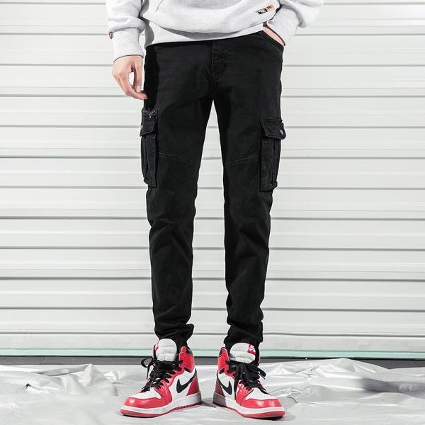 

rollsrari army pants men men's fashion style pant cargo solid coloer overalls outdoors long trousers 411, Black