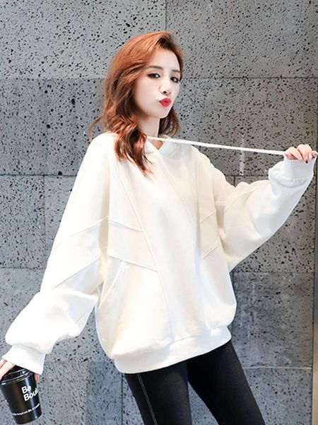 

short sweater fall 2020 new hooded loose korean women's chic fashion in winter, Black