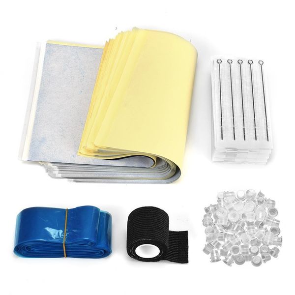 

tattoo kit needles cups transfer paper grip tape cord sleeves tattoo tool kit for tattoo artists