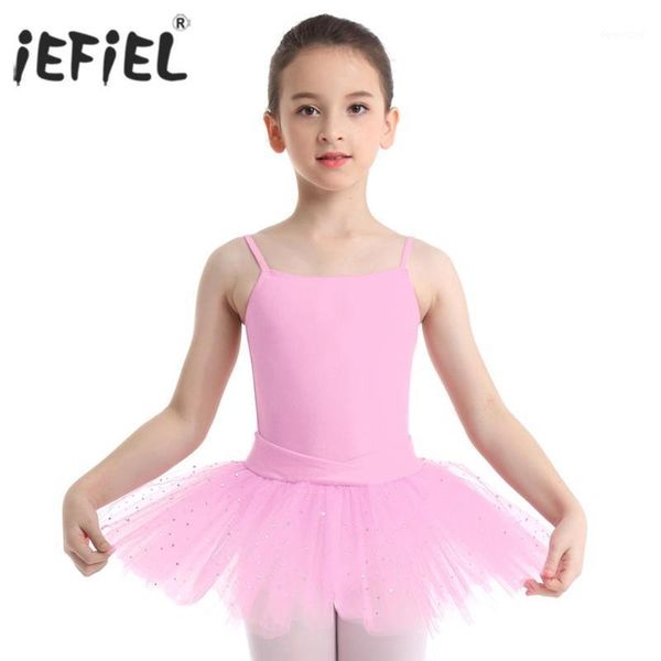 

iefiel ballet dance dress for girls tutu dress bow glitter tulle dancing gymnastics leotard kids ballerina stage performance1, Black;red