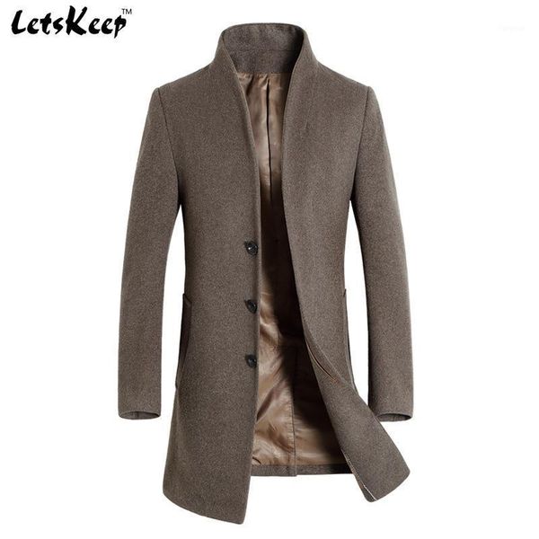 

letskeep 2020 new winter woolen long peacoat men slim fit casual thick overcoat mens warm windbreaker trench coat jackets, ma2091, Black