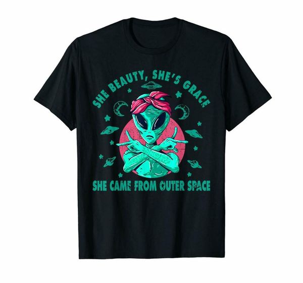

she beauty she grace she came from outer space alien black new short-sleeve summer custom t shirts sport hooded sweatshirt hoodie