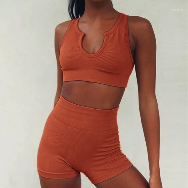 

yoga outfits u collar seamless sport set women black two 2pcs piece crop bra leggings sportsuit workout outfit run fitness gym wear1, White;red