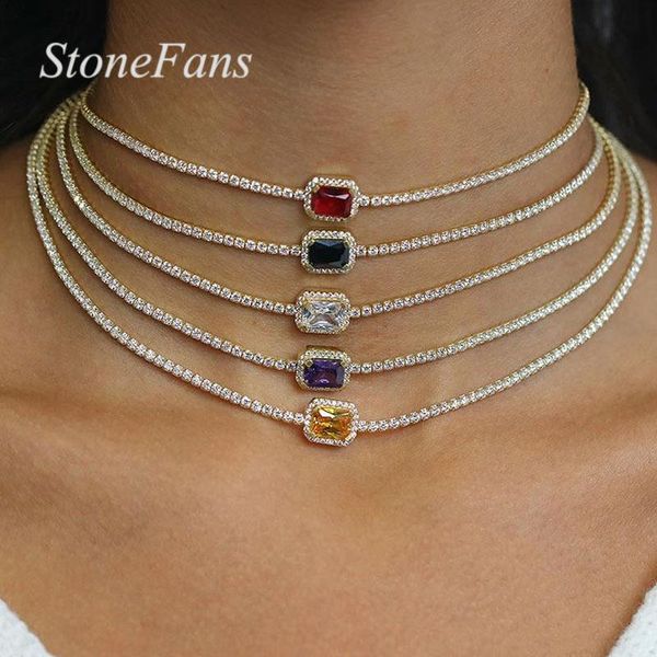 

stonefans площади многоцветный горный хрусталь ожерелье choker для женщин простые звезды ювелирных постулаты цепи ожерелье кристалл воротник, Golden;silver