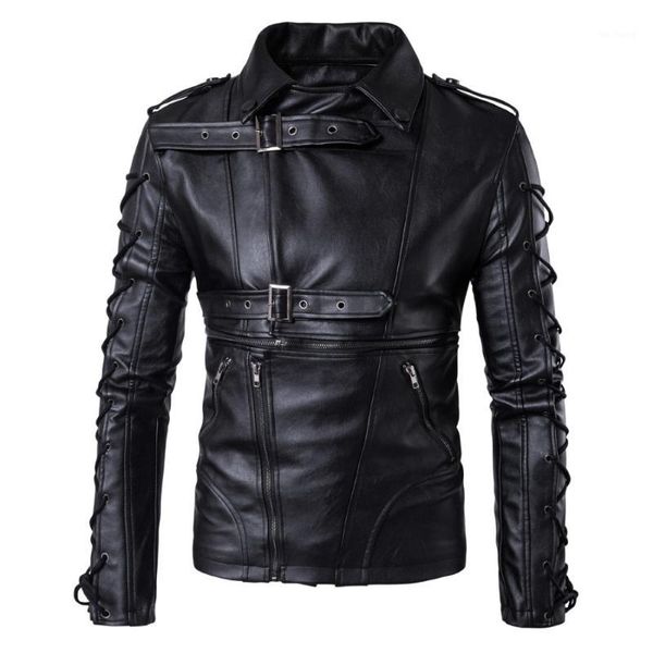 

2019 spring mens leather jacket fashion vintage leather coat men plus size 5xl tall stand collar autumn coat male jackets1, Black