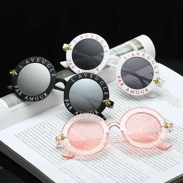 

steampunk bee kids boys girls luxury vintage children sunglasses round sun glasses oculos feminino accessories, White;black