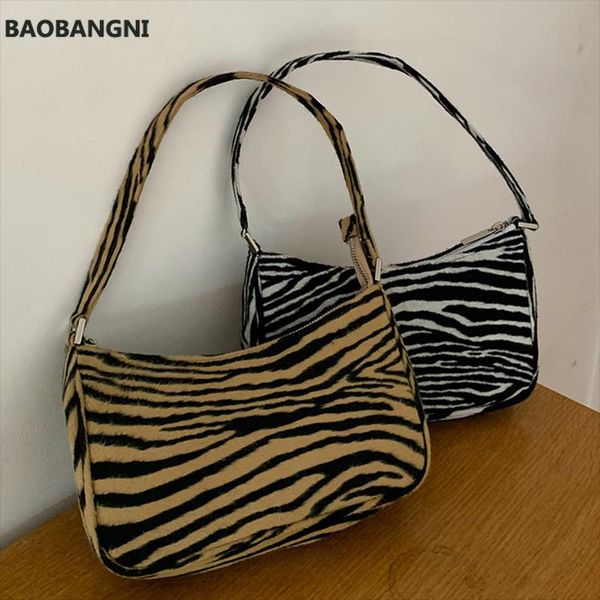 

retro women shoulder bag velvet zebra print female messenger bag ladies casual zipper shoulder sac main femme