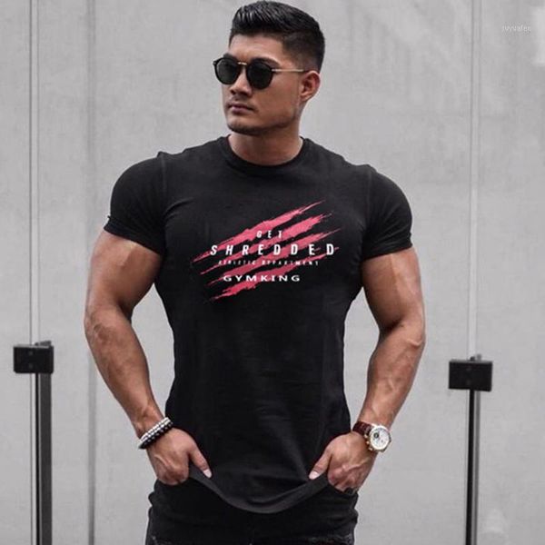 

mens casual fashion print black t-shirts summer gyms fitness cotton short sleeve tee shirt male workout 1, White;black