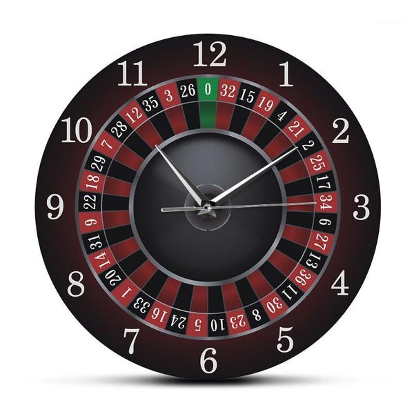 

poker roulette wall clock with black metal frame las vegas game room wall art decor timepiece clock watch casino gift1