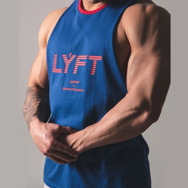 

new cotton vest workout gym men's tank fitness sleeveless shirts sportswear men sport tshirt tank men's vest slim cloth, Black;blue