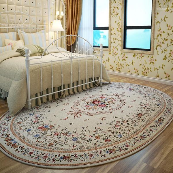 

european pastoral style oval carpets for living room flower home carpet bedroom countryside rugs bedside floor study rug1