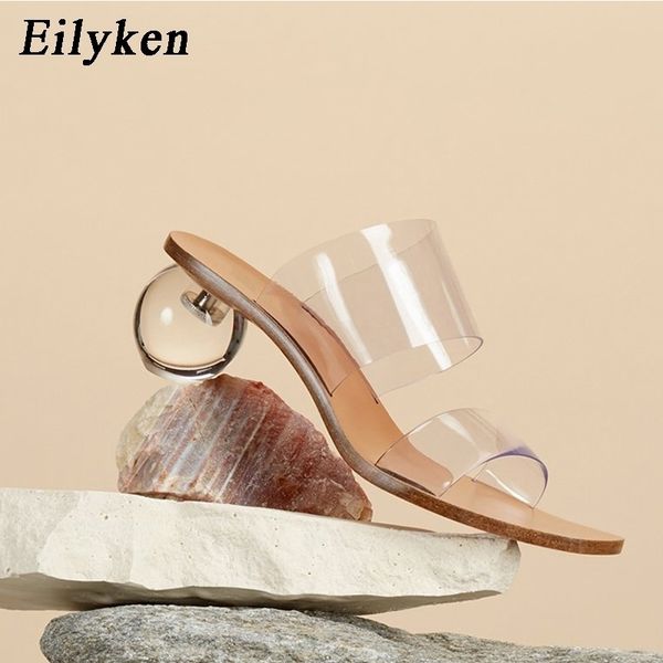 

eilyken plus 41 42 43 fashion transparent mules shoes women slides strange style high heels summer slippers sandalias mujer y200423, Black