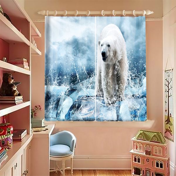 

customizable blackout curtains polar bear animal pattern short curtains for children room modern style printed kitchen curtains