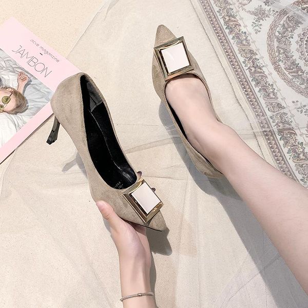 

2021 new pointed toe high heels shoes fashion designer style luxury rhinestone female fashion office basic women pumps w37-18, Black
