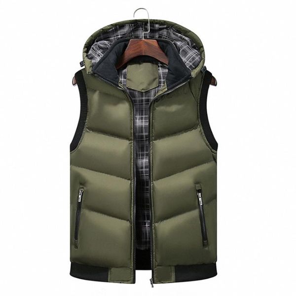 

men's hooded sleeveless vest fashion windproof warm autumn thicken waistcoat m-5xl, Black;white