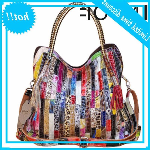 

new fashion real learn cow skin snake pattern multi-color large capacity shoulder tension characteristic draagbag