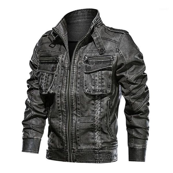 

mens leather jacket spring autumn men vintage motorcycle faux leather jacket fashion pu large size1, Black