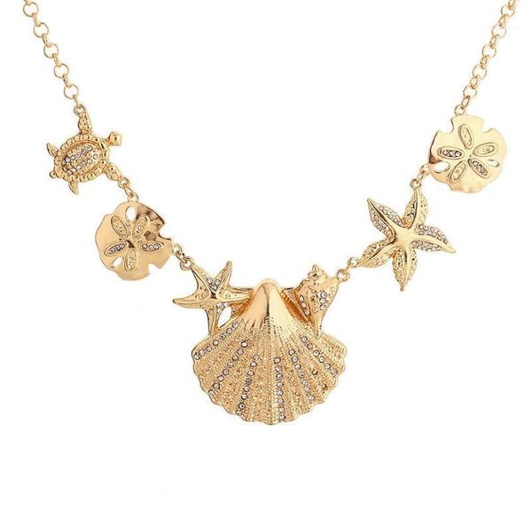 

marine flora and fauna pendant chain cute lady necklace clavicle necklace women cloth decorative ornaments female jewelry1, Silver