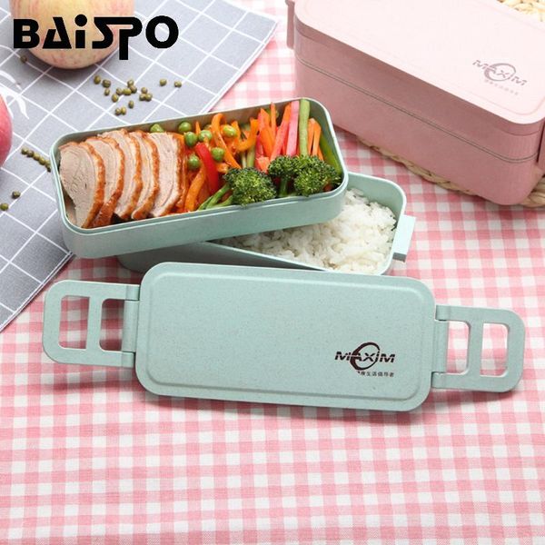 

baispo 2 слоя экологическая закуска student портативный пикник контейнер еды соломы пшеницы здоровый материал microwavable посуда bbyqbg