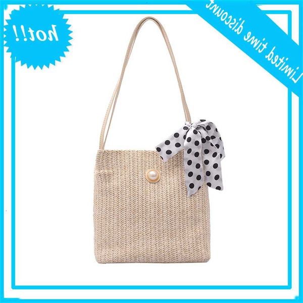 

e + straw shoulder sling beach bags used tissues polka dot tibbon pearl handbag for girl rotan bag emmer mini 2019