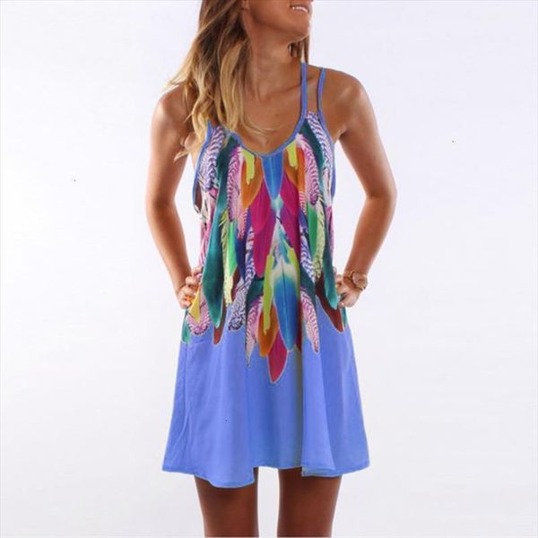 

beach dress women mini summer dress print sleeveless v neck spaghetti strap sundress ws804v drop shipping designer clothes, Black;gray