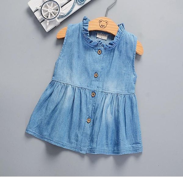 

girl's dresses toddler infant kids girls baby sleeveless princess dress denim tutu brief casual top, Red;yellow