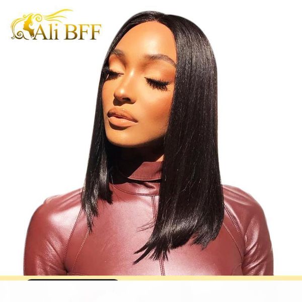 

blunt cut bob wig lace front human hair wigs straight bob wig for black women remy lace closure with baby hair, Black;brown