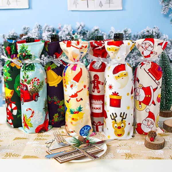 

santa 1pc covers bag holiday red wine claus champagne bottle cover christmas decorations for home#40