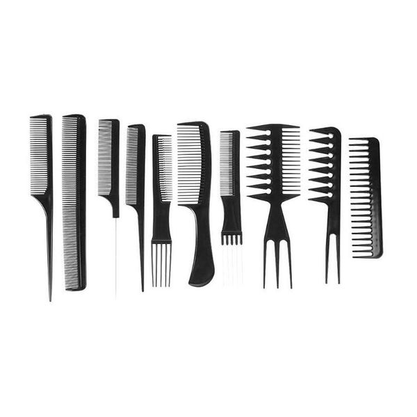 

10pc hairdressing comb for haircut antistatic hairstyling comb carbon fibre comb set for salon bla sqcbob, Silver