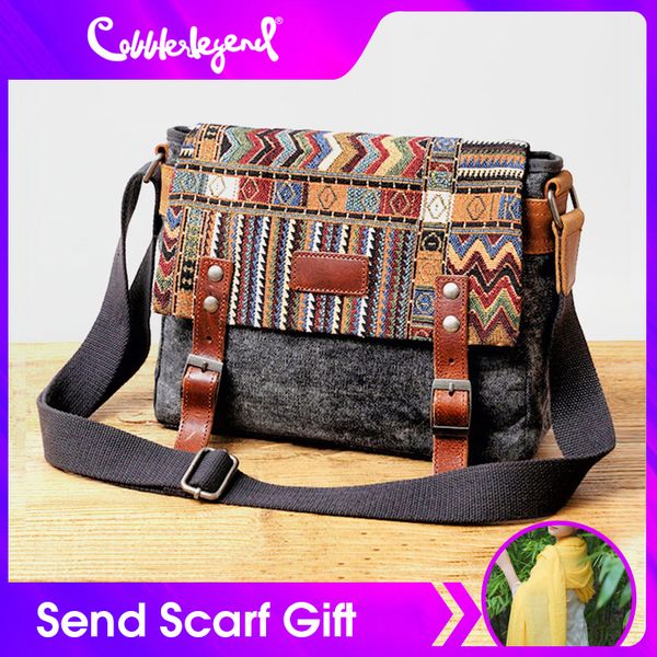 

vintage canvas travel messenger bag women chinese style shoulder