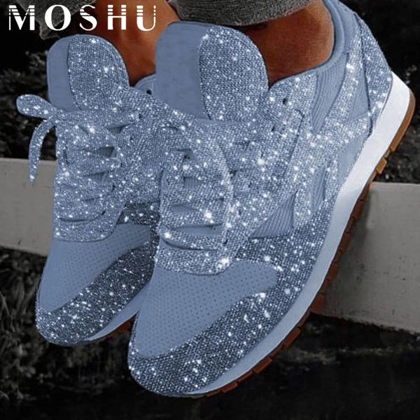 

women casual glitter mesh flat ladies sequin vulcanized lace up sneakers outdoor sport running shoes 2020 1020, Black;white