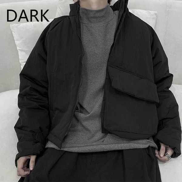 

yamamoto dark wind short bread down jacket winter small padded jacket men and women thick cotton padded1, Black