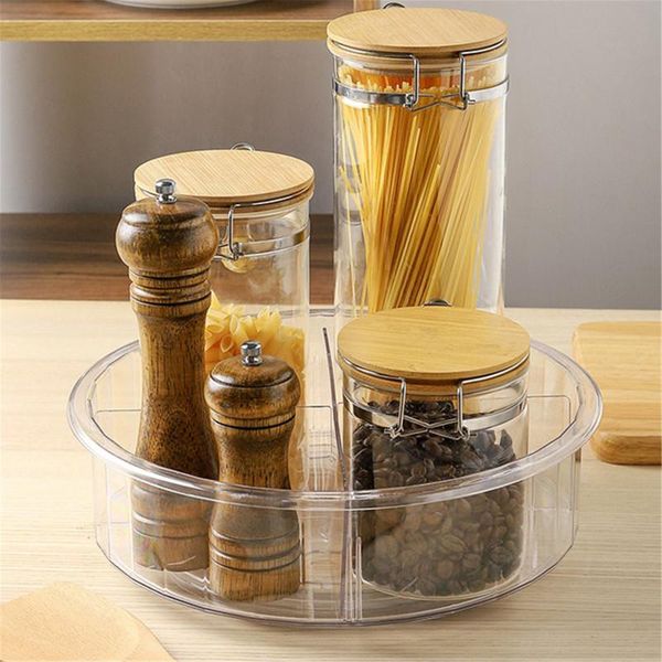

360Â°rotating kitchen storage rack spice bottle tray deskstorage box holder round turntable racks cosmetic rotating shelf