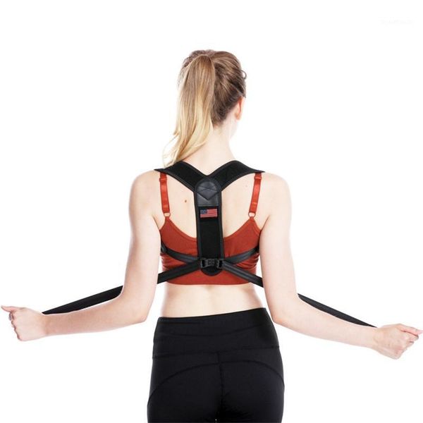 

adjustable brace support belt anti-humpback back posture corrector breathable clavicle spine back lumbar posture correction1, Black;blue