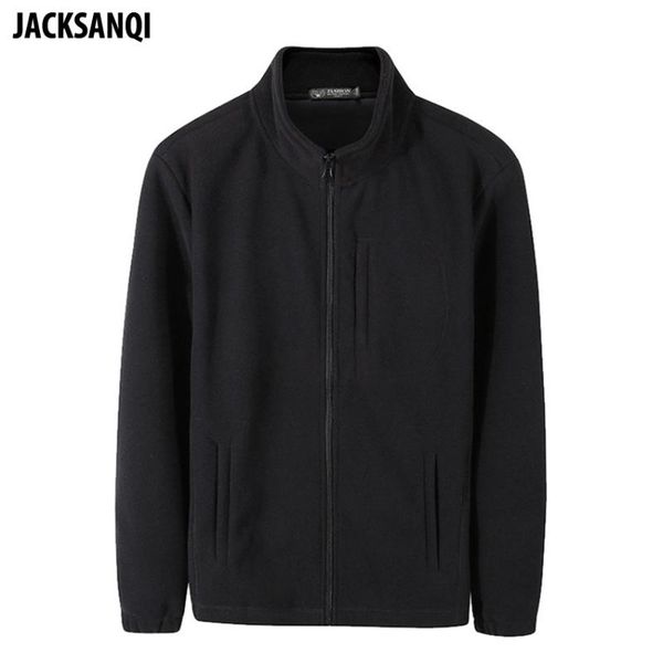 

jacksanqi winter men hiking fleece jackets outdoor camping sport chest pocket cardigan windproof warm stand-up collar coat ra446, Blue;black