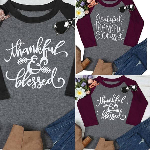 

2020 new thanksgiving letter print raglan 3 4 sleeve women's now 2020 new thanksgiving letter print raglan 3 4 sleeve t-shirt women&#03, White