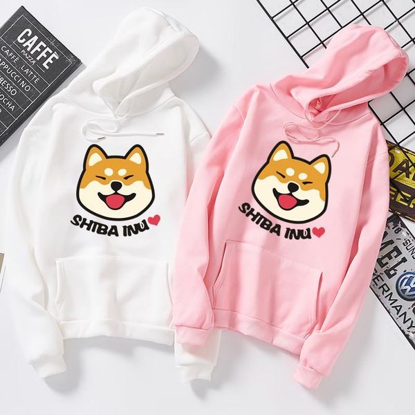 

women harajuku hoodies plus velvet autumn kawaii cute japanese anime shiba innu pullover kpop sweatshirt moletom sudadera mujer1, Black