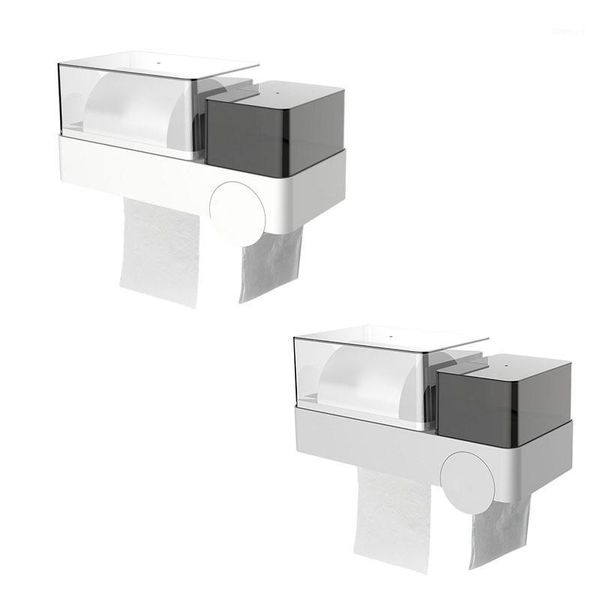 

toilet punch paper roll holder waterproof bathroom tissue box with garbage bag easy install1