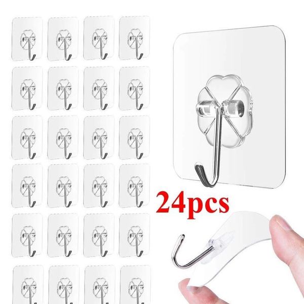 

24/10/2pcs wall transparent vacuum sucker hook strong seemless cable clamp adhesive hook rack bathroom kitchen towel ke wmtvcs