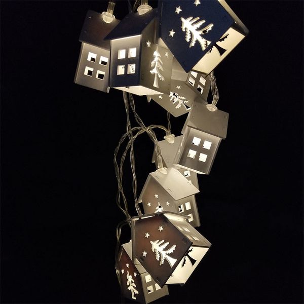 Lights holiday christmas tree lighted trees light colorful led displays pure choose mini outdoor 1.5M 10 LED House Shaped New Year Led String Light For Christmas