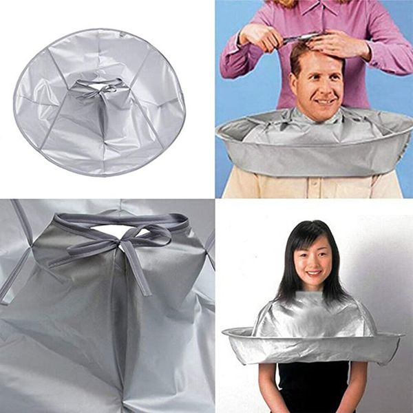 

waterproof foldable hair cutting cloak umbrella cape home salon barber medium haircut cape cloak greypolyester cloth