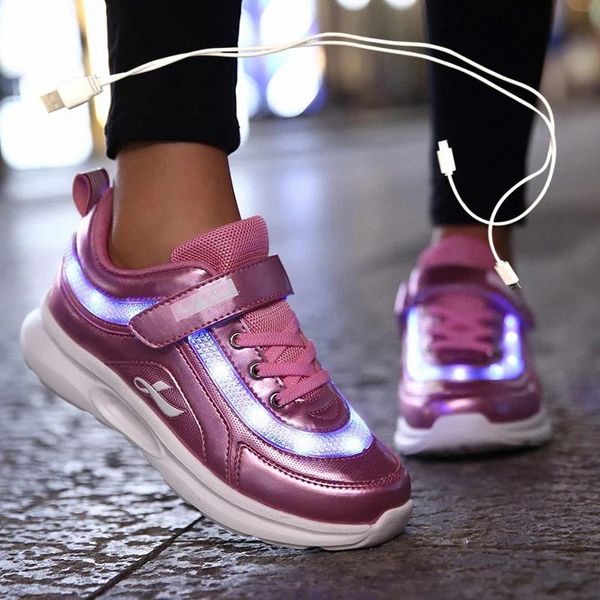 

led shoes for child usb chargering light up sneakers for boys girls glowing fashion shoes school comfortable casual #bh79